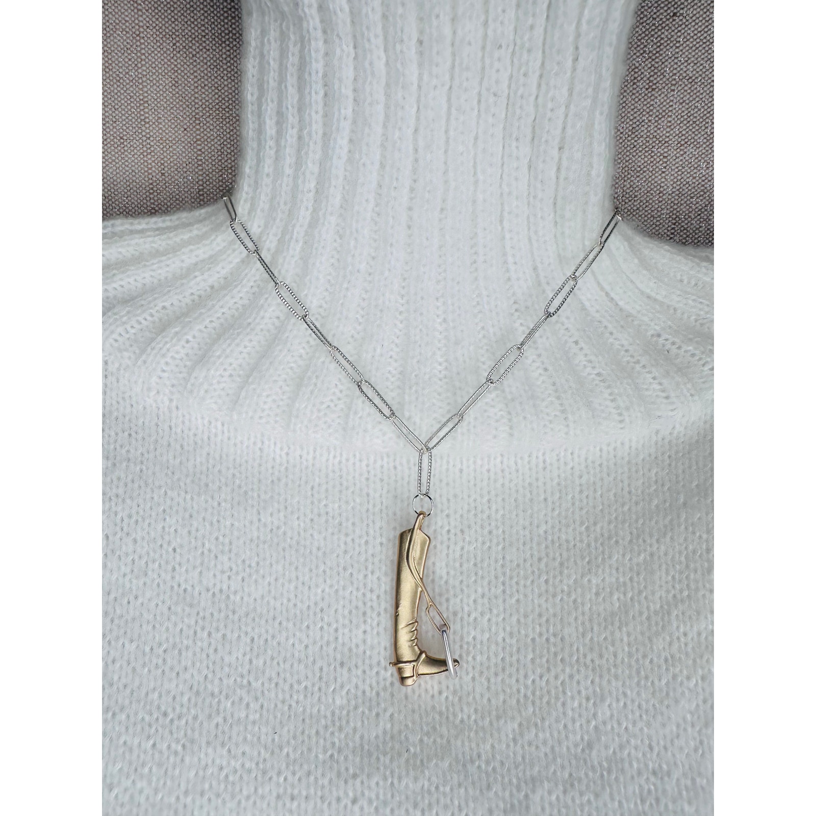 Handmade Equestrian Boot Necklace Matte Gold Silver 16 Chain Horse Love 52$